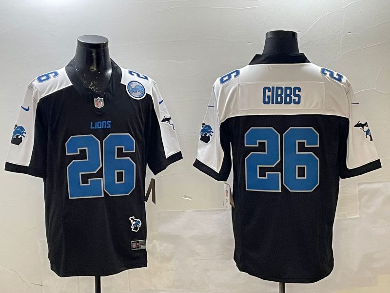 Men Detroit Lions #26 Gibbs Black Thanksgiving three generations 2025 Nike Limited NFL Jersey style 6